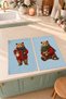 Snow Teddy Bear Print and Scarf, Ice Blue Patterned, New Year's Decorative 2-Piece Kitchen Towel Set, 35x55 cm - 5