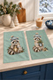 Sage Raccoon Raccoon and Scarf Aquamarine-Patterned New Year's Decorative 2-Piece Kitchen Towel Set, 35x55 cm - 3