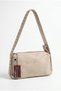 Black Suede Shoulder Bag with Silver Studded Detail and Rocker Sleeve Detail - 4