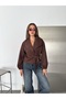 Women's Suede Double-Breasted Wrap Neckline Blazer with Side-Tie and Buckled Details