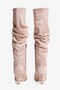 Women's Suede Boots with Ruched Detail, Pointed Toe, Short, Stiletto Heel, and Zipper Closure—Ziska Taupe Color - 4