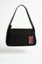 Black Suede Shoulder Bag with Silver Studded Detail and Rocker Sleeve Detail - 3