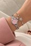 Women's Pink-Dial Silver-Tone Wristwatch and Snowflake Bracelet 2-Piece Set - 5