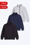 Men's 3-Pack 3-Ply Mock Neck Zipper Sweatshirt with Two Pockets