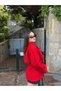 Women's Short Trench Coat with Belt Detail, Flag Red - 4