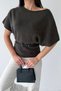 Women's Brown Wool Blend Boat Neck Sweater with a Belt - 5