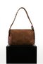 Studded Detail Rocker-Style Tan Suede Shoulder Bag