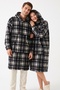 MBEY Black Checked Wellsoft Wearable Blanket with Hood - Unisex Cozy TV Blanket, 1 PIECE - ONE SIZE - 5