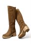 R654047702 Tan/Beige Genuine Leather Suede Women's Boots with Thick Heels - 6