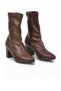 Coffee-Colored, Fleece-Lined, Cold-Resistant, Zip-Up Boots, Stylish Women's Stretch Heeled Boots 291245 - 4