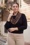 Women's Plus-Size Blouse with Leopard-Print Scarf and Truvakar Sleeves - 2