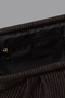Brown Knitted-Textured Draped Clutch Evening Bag for Women – Adjustable Long Strap, with Gold Accessory Detail - 5