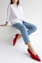 VELOUR Red Suede Genuine Leather Women's Low-Heeled Shoes - 2