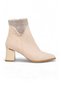 Beige Suede, Fur-Lined, Cold-Resistant, Stone Embellished, Stylish Women's Heeled Boots 248282 - 2