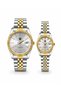 Crest Line Silver Gold White Dual-Time Wristwatch