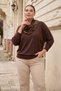 Women's Plus-Size Blouse with Leopard-Print Scarf and Truvakar Sleeves - 3
