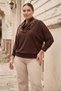 Women's Plus-Size Blouse with Leopard-Print Scarf and Truvakar Sleeves