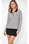 Heart-Printed Striped Polo Collar Sweatshirt - 4