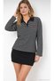Heart-Printed Striped Polo Collar Sweatshirt - 5