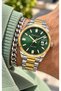 Steel Strap Yellow-Silver Steel Strap, Green Dial, Loved One, Pair, Watches in Separate Boxes + Bracelet. - 2
