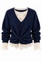 Navy Blue Sweater with Ruched Lace Detail - 261156