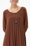 Terracotta Color Italian-Style Necklace-Adorned Knit Dress, Sizes 38–44 - 2