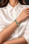 Apple Green Copper-Plated Women's Chain Bracelet with Clover Motif and Stones - 2