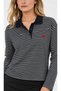 Heart-Printed Striped Polo Collar Sweatshirt - 3