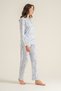 Women's light pink shirt collar long sleeve pajama set, 50% cotton 50% modal - 3