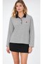 Heart-Printed Striped Polo Collar Sweatshirt - 5