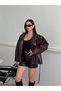 ZR Model Women's Leather Trench Coat with Belt and Snap-Fastened Details and Ruched Waist - 2