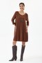 Terracotta Color Italian-Style Necklace-Adorned Knit Dress, Sizes 38–44