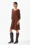 Terracotta Color Italian-Style Necklace-Adorned Knit Dress, Sizes 38–44 - 3