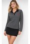 Heart-Printed Striped Polo Collar Sweatshirt - 4