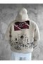Beige Oversized Premium Hooded Sweatshirt with "Beneath the Crescent" Patch - 3