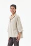 Beige Italian 100% Cotton Velvet Oversized Velvet Blouse with Button Accents, Sizes 40–44 - 3