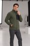 Men's Khaki Fleece Jacket with 3 Zippered Pockets and Full-Length Fleece-Lined Zipper - 4