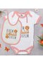 BK Kids "Uncle Lion" Design Pink Baby Bodysuit and Bib Gift Set-1, 0-3 Months