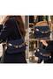 Navy Shoulder Bag with Chain Detail and a Bow Detail - 4