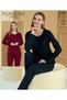 Women's Three-Button Long-Sleeved Transitional Pajama Set 2208 - 2