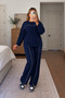 Long-Sleeved Plus-Size Sweatsuit Set with Modal Fabric and Ribbed Sleeve Detail - 2