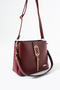 VX-1438 Gold Detailed 3-Compartment Shoulder Bag and Crossbody Bag, BORDO