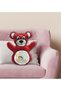 Cute Red Teddy Bear Print Pillow with a Child-Themed Design - 1 - 2