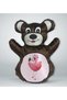 Brown Teddy Bear Pillow with Flamingo Design - 3