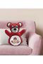 Red Teddy Bear Pillow with a Cute Cow Design - 1 - 2