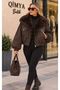 ROBIN Women's Collar and Front Placket Detachable Fur-Trimmed Gabardine Puffer Oversized COAT - 6