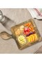 Square-Shaped Natural Wood Serving and Presentation Plate with Marble Design, Model 5