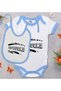 BK Kids Afkurma-Designed Blue Baby Bodysuit and Bib Gift Set-1, 12–18 months