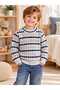 Boys' Patterned Crew Neck Stretch Knit Sweater