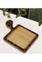Square-Shaped Natural Wood Serving and Presentation Plate with Retro Motif Design, Model 13 - 3
